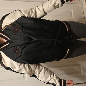 Coach Black and Cream Varsity Jacket